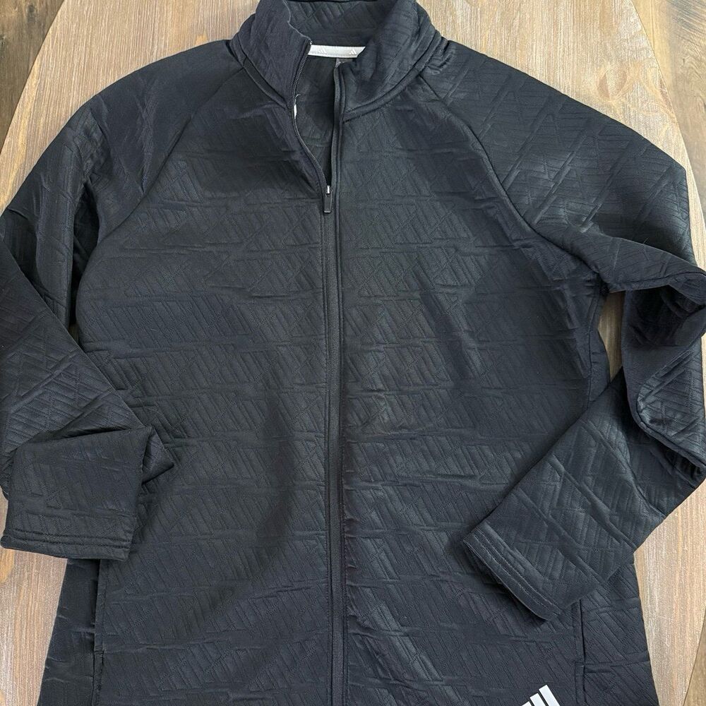 Adidas Black Quilted Full Zip Athletic Jacket